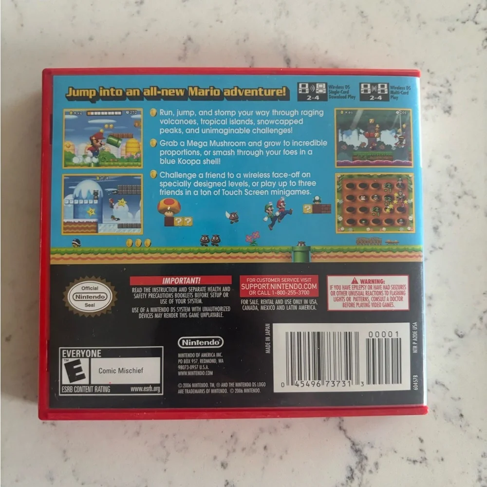 Authentic New Super Mario Bros. Nintendo DS - CIB Red Case Edition